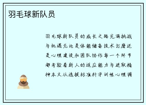 羽毛球新队员